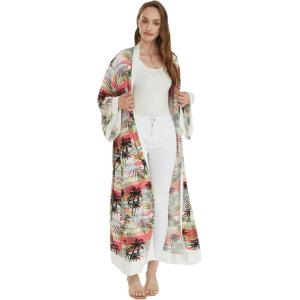 imageWomen Open Front Lightweight Maxi Kimono Dress in SunsetSunset Pastel