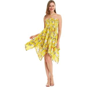 imageWomens Hawaiian Gypsy Fairy Uneven Bottom Luau Dress in Neon SunsetGarden Poppy Yellow