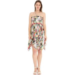 imageWomens Hawaiian Gypsy Fairy Uneven Bottom Luau Dress in Neon SunsetSunset Neon Pastel