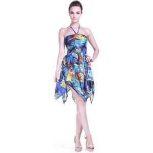 imageWomens Hawaiian Gypsy Fairy Uneven Bottom Luau Dress in Sunset PatternsBlue Sunset