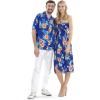 imageCouple Matching Hawaiian Luau Cruise Party Outfit Shirt Dress in Hibiscus BlueHibiscus Blue