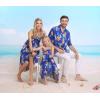 imageCouple Matching Hawaiian Luau Cruise Party Outfit Shirt Dress in Hibiscus BlueHibiscus Blue