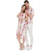 imageCouple Matching Hawaiian Luau Cruise Party Outfit Shirt Dress in Hibiscus BluePink Hibiscus Vine