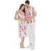 imageCouple Matching Hawaiian Luau Cruise Party Outfit Shirt Dress in Hibiscus BluePink Hibiscus Vine