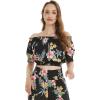 imageMatchable Couple Hawaiian Luau Shirt or Wide Legged Pants in Hibiscus BlackWomen Hibiscus Black Top