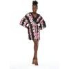 imageWomen Open Front Lightweight Kimono Tops in FloralPink Hibiscus Vine Black