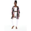 imageWomen Open Front Lightweight Kimono Tops in FloralPink Hibiscus Vine Black