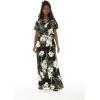 imageWomens Hawaiian Wide Legged with Pockets Jumpsuit in Wispy CereusWispy Cereus Black