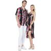 imageCouple Matching Hawaiian Luau Cruise Party Outfit Shirt Dress in Hibiscus BluePink Black Hibiscus Vine