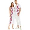 imageMatchable Couple Hawaiian Luau Men Shirt or Women Maxi Tank Dress in Watercolor OrchidMen Red