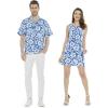 imageMatchable Couple Hawaiian Luau Men Shirt or Women Tank Dress in Classic Vintage HibiscusMen Blue