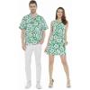 imageMatchable Couple Hawaiian Luau Men Shirt or Women Tank Dress in Classic Vintage HibiscusMen Green