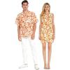 imageMatchable Couple Hawaiian Luau Men Shirt or Women Tank Dress in Classic Vintage HibiscusMen Orange
