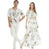 imageMatchable Couple Hawaiian Luau Shirt Smock Top Wide Legged Pants in Pineapple Garden WhiteWomen Pineapple Garden White Pants
