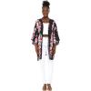 imageWomen Open Front Lightweight Kimono Tops in FloralPink Hibiscus Vine Black