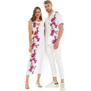 imageMatchable Couple Hawaiian Luau Men Shirt or Women Maxi Tank Dress in Watercolor OrchidWomen Red