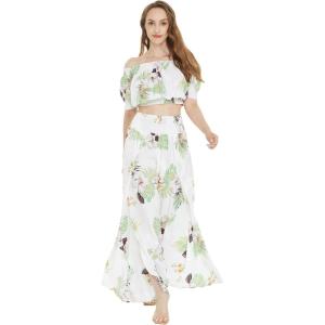 imageMatchable Couple Hawaiian Luau Shirt Smock Top Wide Legged Pants in Pineapple Garden WhiteWomen Pineapple Garden White Top