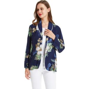 imageWomen Light Weight Rayon Casual Open Front Jacket Cardigan in Pineapple ParadisePineapple Paradise Navy