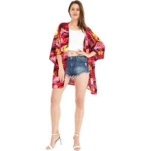 imageWomen Open Front Lightweight Kimono Tops in SunsetSunset Red