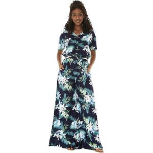 imageWomens Hawaiian Wide Legged with Pockets Jumpsuit in Orchid Breeze NavyOrchid Breeze Navy
