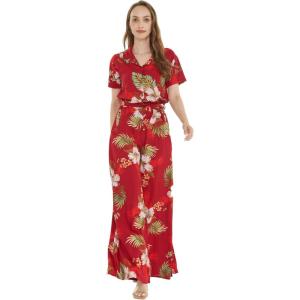 imageWomens Hawaiian Wide Legged with Pockets Jumpsuit in Wispy CereusPineapple Garden Burgundy