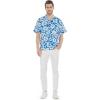 imageCouple Matching Hawaiian Luau Men and Women Shirts in Classic Vintage HibiscusBlue