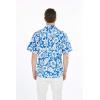 imageCouple Matching Hawaiian Luau Men and Women Shirts in Classic Vintage HibiscusBlue
