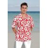 imageCouple Matching Hawaiian Luau Men and Women Shirts in Classic Vintage HibiscusRed