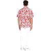 imageCouple Matching Hawaiian Luau Men and Women Shirts in Classic Vintage HibiscusRed