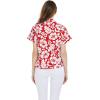 imageCouple Matching Hawaiian Luau Men and Women Shirts in Classic Vintage HibiscusRed