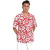 imageCouple Matching Hawaiian Luau Men and Women Shirts in Classic Vintage HibiscusRed