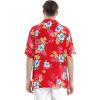 imageMatchable Couple Hawaiian Luau Shirt or OffShoulder Ruffle Muumuu Top in Hibiscus BlackWomen Hibiscus Red