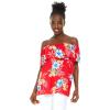 imageMatchable Couple Hawaiian Luau Shirt or OffShoulder Ruffle Muumuu Top in Hibiscus BlackWomen Hibiscus Red