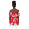 imageMatchable Couple Hawaiian Luau Shirt or OffShoulder Ruffle Muumuu Top in Hibiscus BlackWomen Hibiscus Red