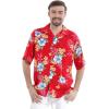 imageMatchable Couple Hawaiian Luau Shirt or OffShoulder Ruffle Muumuu Top in Hibiscus BlackWomen Hibiscus Red