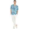 imageMatchable Couple Hawaiian Luau Shirt or Wide Legged Pants in Simply Blue LeafWomen Simply Blue Leaf