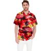 imageMatchable Couple Hawaiian Luau Shirt or Wrap Ruffle Dress in Sunset RedWomen Sunset Red
