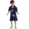 imageMatchable Family Hawaiian Luau Men Women Girl Boy Clothes in Classic Map Flamingo NavyBoy Short Sleeve