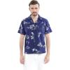 imageMatchable Family Hawaiian Luau Men Women Girl Boy Clothes in Classic Map Flamingo NavyMen Short Sleeve