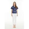 imageMatchable Family Hawaiian Luau Men Women Girl Boy Clothes in Classic Map Flamingo NavyWomen Shirt
