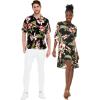 imageMatchable Couple Hawaiian Luau Shirt or 34 Sleeve Ruffle Dress in Black RafelsiaWomen Black Rafelsia