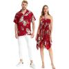 imageMatchable Couple Hawaiian Luau Shirt or Fairy Dress in Pineapple Garden BlackMen Sandy Beach Burgundy