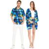imageMatchable Couple Hawaiian Luau Shirt or Kimono in Sunset BlueMen Sunset Blue