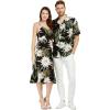 imageMatchable Couple Hawaiian Luau Shirt or Mermaid Ruffle Dress in Wispy Cereus BlackWomen Wispy Cereus Black