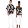 imageMatchable Couple Hawaiian Luau Shirt or OffShoulder Ruffle Muumuu Top in Hibiscus BlackMen Hibiscus Black