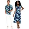 imageMatchable Couple Hawaiian Luau Shirt or Wrap Ruffle Dress in Orchid Breeze NavyWomen Orchid Breeze Navy