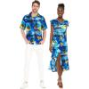 imageMatchable Couple Hawaiian Luau Shirt or Wrap Ruffle Dress in Sunset NeonMen Sunset Blue