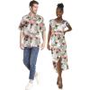 imageMatchable Couple Hawaiian Luau Shirt or Wrap Ruffle Dress in Sunset NeonWomen Sunset Neon