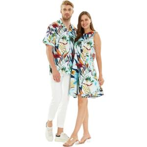 imageMatchable Couple Hawaiian Luau Men Shirt or Women Vintage Fit and Flare Dress in Lost in ParadiseMen Lost in Paradise