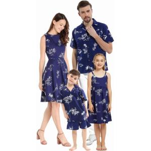imageMatchable Family Hawaiian Luau Men Women Girl Boy Clothes in Classic Map Flamingo NavyGirl Elastic Strap